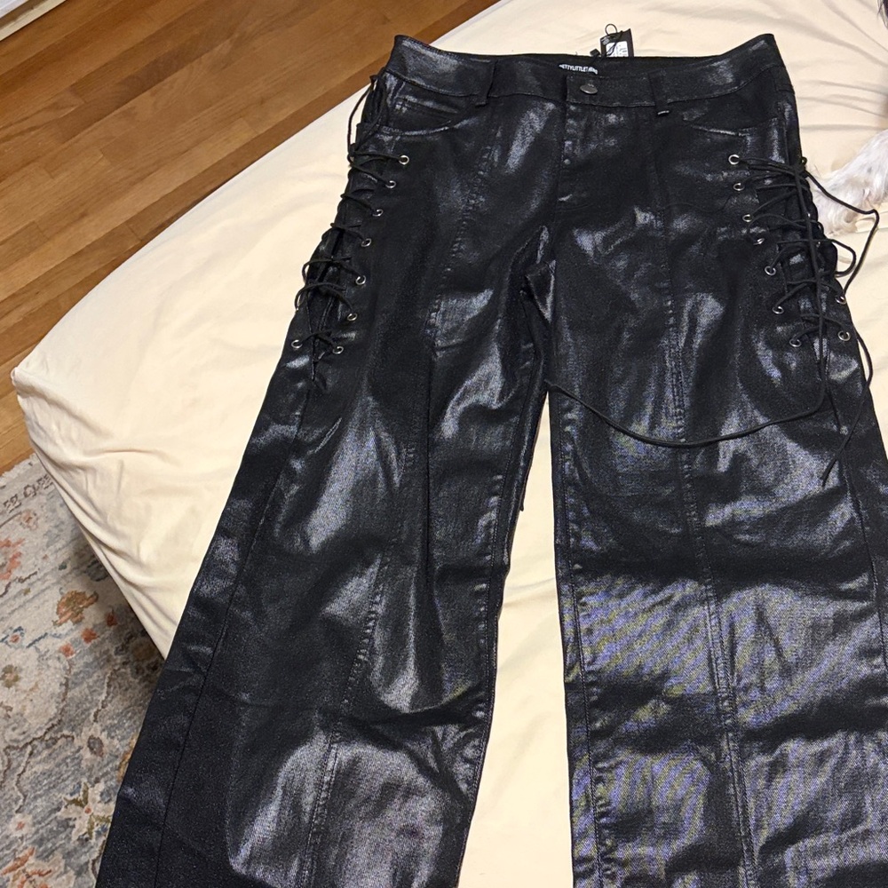 PrettyLittleThing Glossy Black Pants
